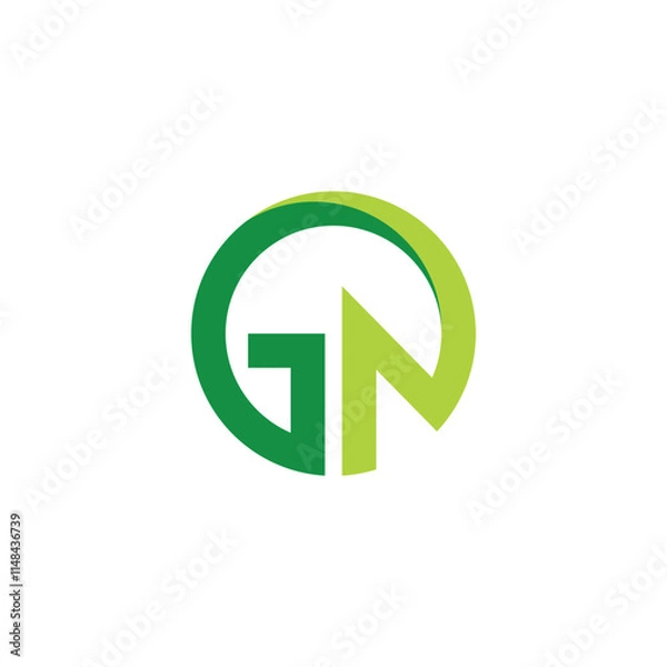 Fototapeta G N half circle letter logo. for initials, organization template