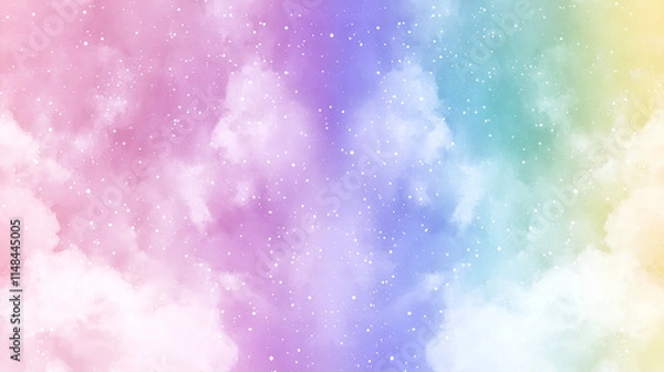 Obraz Mystical Purple and Blue Clouds with Subtle Stars on a Soft Gradient Background, Perfect for Fantasy Art, Celestial Themes, and Dreamlike Designs
