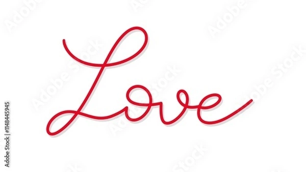 Obraz Handwritten Red Love Script. Romantic Valentine's Day Calligraphy