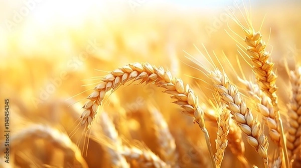 Fototapeta Rustic wheat field in the summer with soft focus
