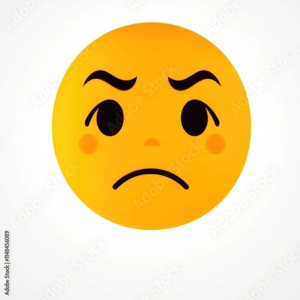 Fototapeta This visual representation showcases a sad emoji with furrowed brows, symbolizing feelings of sadness, anxiety, and embarrassment, evoking a sense of disappointment