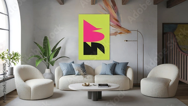 Fototapeta Abstract art; vibrant colors; bold shapes; modern design.
