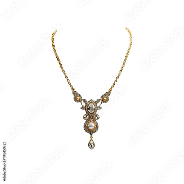 Obraz Gold necklace with pearl and crystal accents
