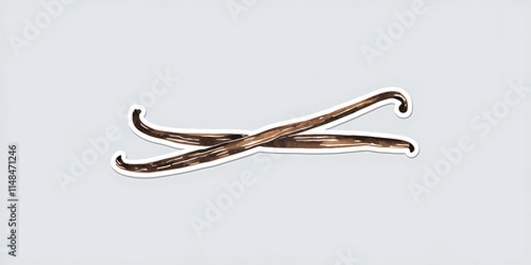 Fototapeta A watercolor style illustration of a vanilla bean on a white background