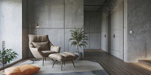 Fototapeta A minimalist loft interior design of a modern living room