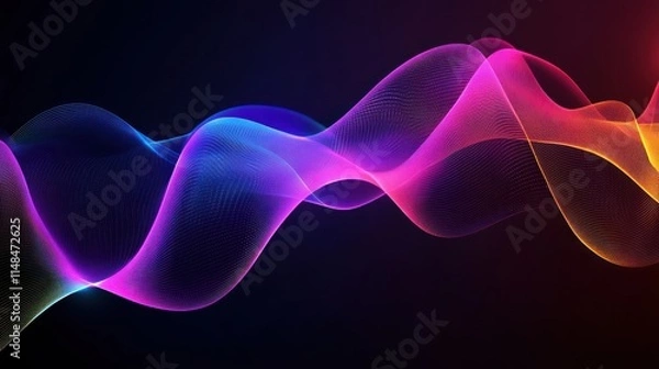 Fototapeta Abstract Neon Wave Forms Flowing Through Space