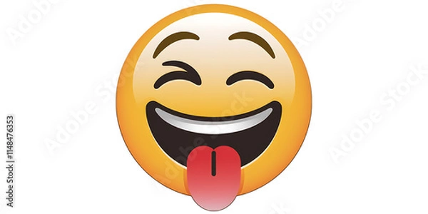 Fototapeta A laughing emoji with its tongue out