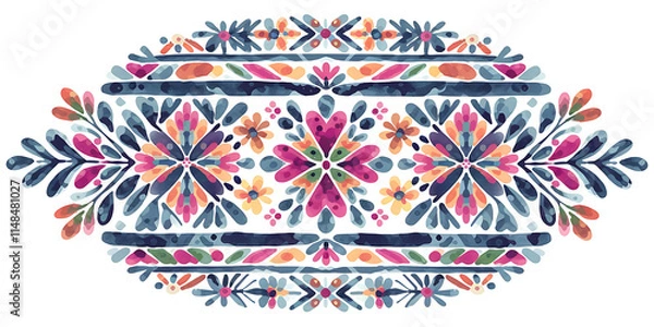 Fototapeta A watercolor style Fair Isle design with a wide variety of colors and patterns