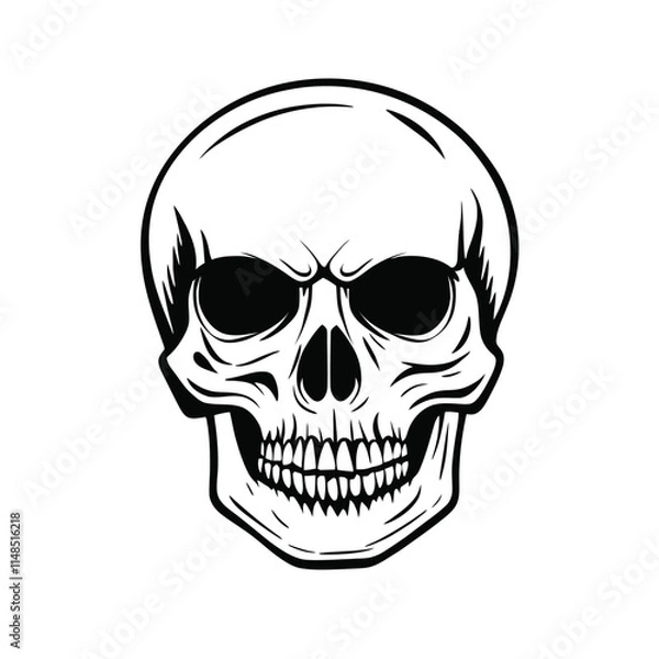 Fototapeta  Black and white vector image of a human skull