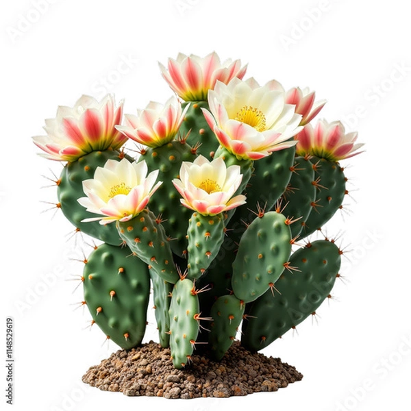 Obraz Flowerblooming cacti or Pink and white flowers on a cactus