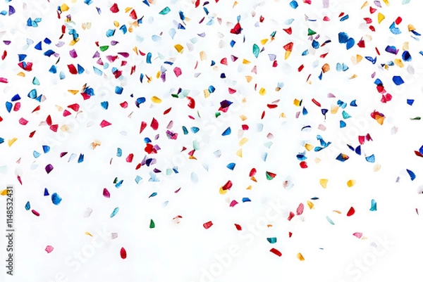 Fototapeta Falling multicolored confetti isolated on transparent background. 3D rendering