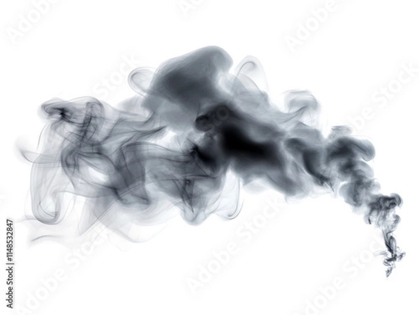 Fototapeta Grey smoke on the transparent background. Cigarette quitting concept. Air pollution idea