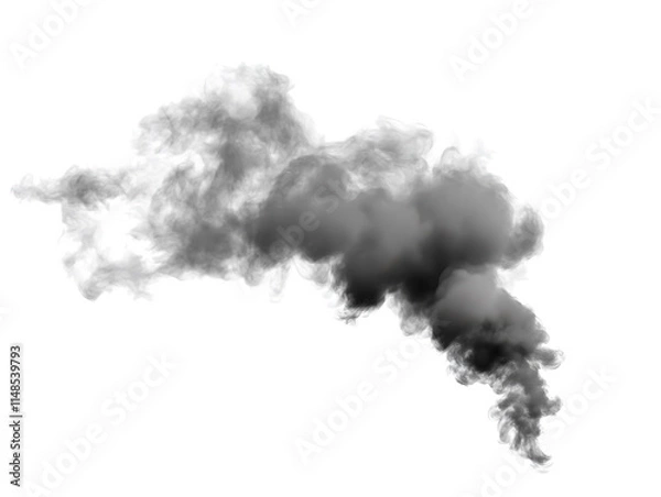 Fototapeta Grey smoke on the transparent background. Cigarette quitting concept. Air pollution idea