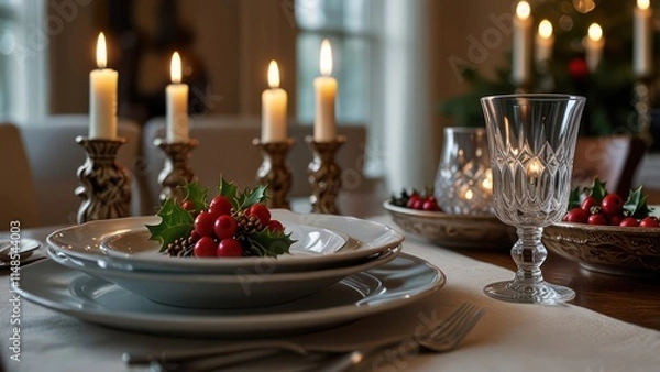Fototapeta christmas table setting
