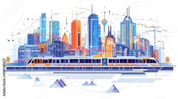 Fototapeta The urban skyline is a breathtaking panorama of skyscrapers and architecture