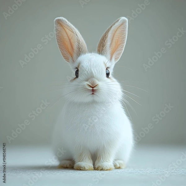 Obraz White Cat Sitting by a Textured Wall