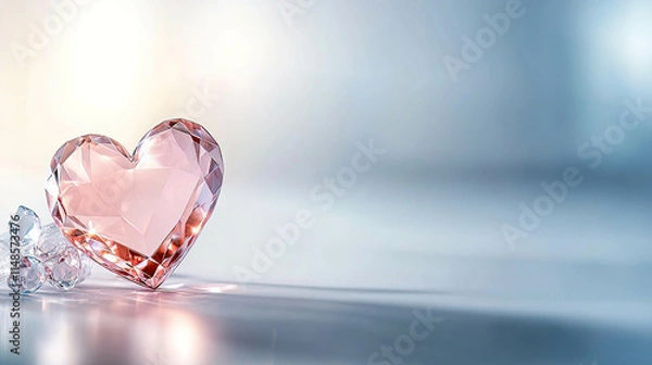 Fototapeta Crystal Pink Valentine conveys delicate sentiments of intimacy affection and softness. Pink Crystal Heart Charm with Multi-Faceted Design for Valentine’s Day