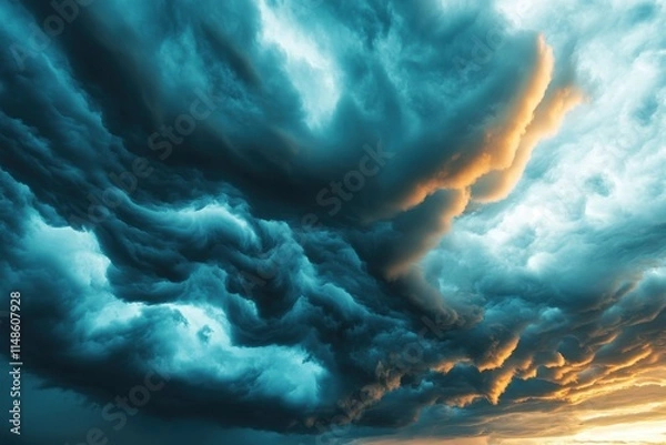 Fototapeta Dramatic storm clouds rolling in the sky at sunset nature photography atmospheric landscape captivating viewpoint evocative concept