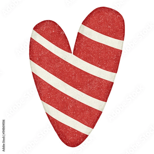 Obraz Red and white striped heart. Hand drawn illustration.