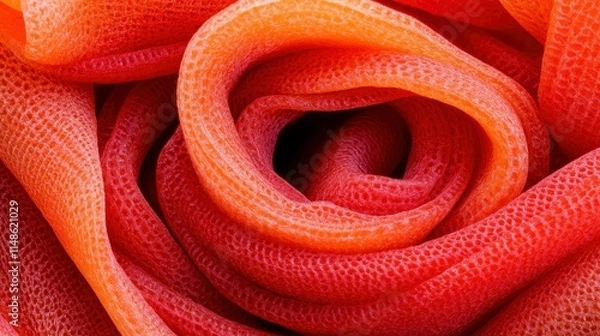 Fototapeta Abstract Close-up of Textured Rose Petals in Red and Orange Hues
