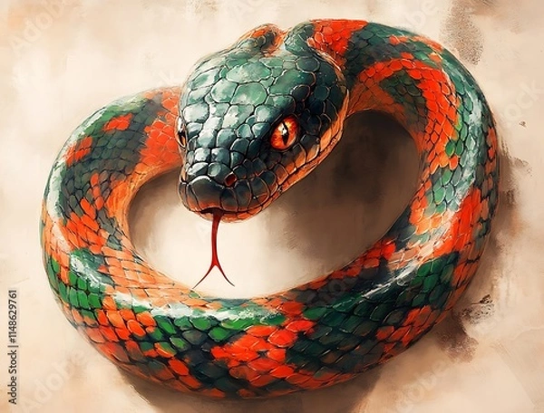 Fototapeta Snake with Its Tongue Out.

