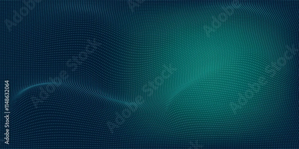 Fototapeta Digital technology speed connect blue green background, cyber nano information, abstract communication, innovation future tech data, internet network connection, Ai big data, line dot illustration