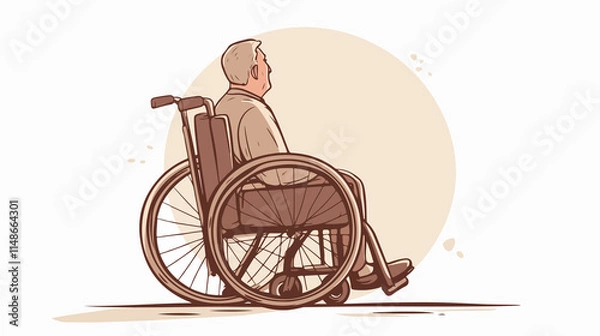 Fototapeta Hand Drawn Outline Doodle of Disable Person in Wheelchair
