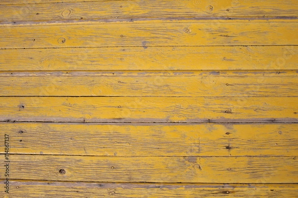 Obraz Old yellow wood plank wall texture background