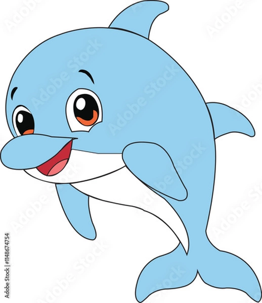 Obraz Adorable smiling dolphin vector.