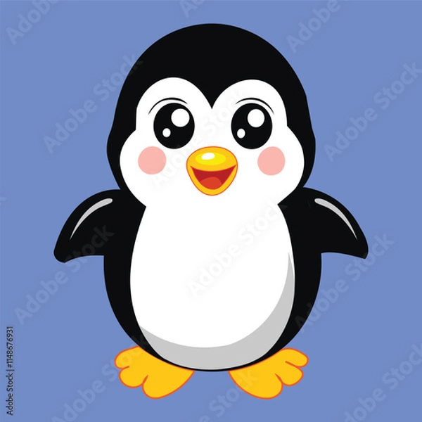 Obraz Cheerful cartoon penguin vector.