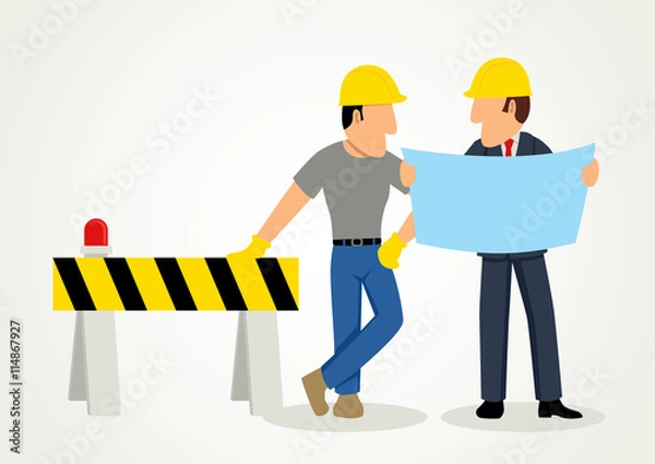 Fototapeta Simple cartoon of an engineer