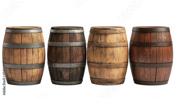Obraz  a wooden barrels isolated on a transparent background