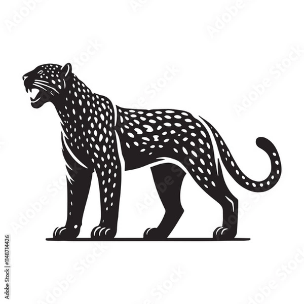 Fototapeta Bold jaguar silhouette for versatile media uses - Jaguar illustration - minimallest jaguar vector
