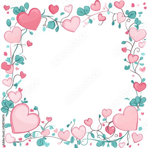 Fototapeta frame with hearts