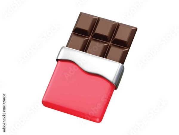 Fototapeta Chocolate bar 3d rendering illustration icon.
