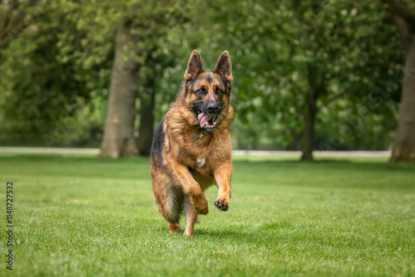 Obraz German Shepherd Dog on Windsor Long Walk on a fast run