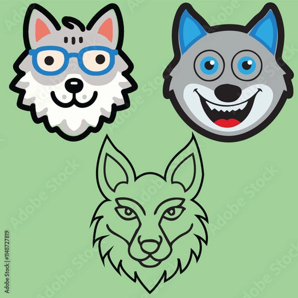 Fototapeta Wolves in three unique styles.