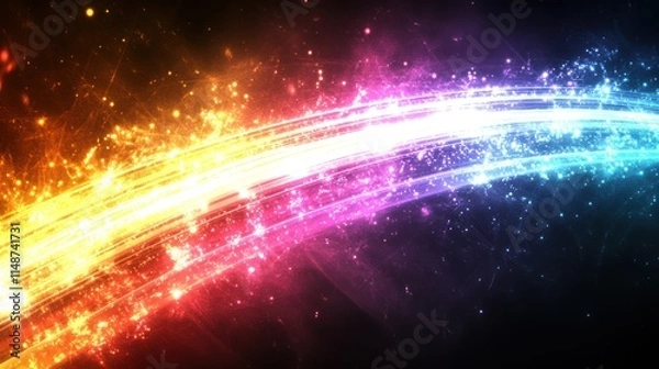 Fototapeta Vibrant Light Trails: A Spectrum of Colors Across a Dark Background