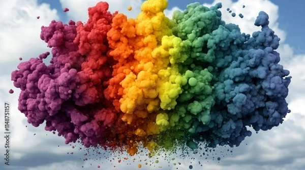 Fototapeta Rainbow Ink Exploding in the Sky - Vibrant Color Burst