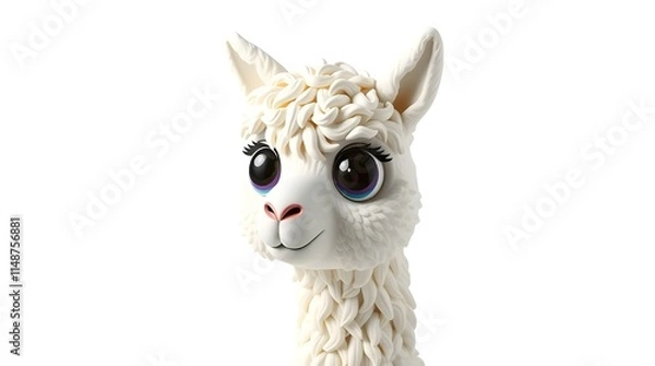 Obraz cheerful alpaca with unique personality isolated on white for animal welfare campaigns