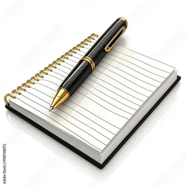 Fototapeta A pen is sitting on top of a spiral notebook