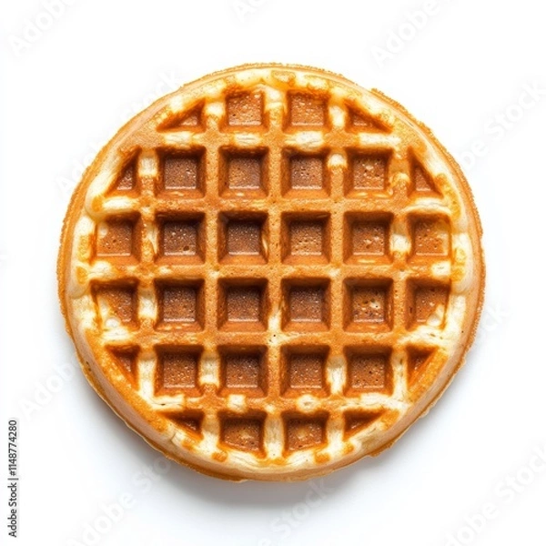Fototapeta A detailed vegan waffle with oat flour texture, isolated on a simple white background
