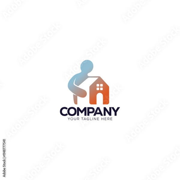 Obraz Logo design of a person holding a house. 