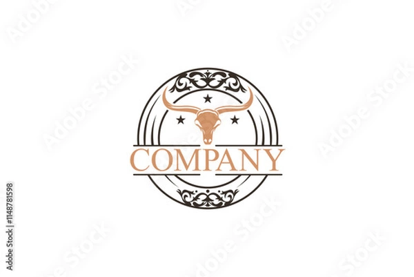 Obraz Logo design of a bull inside an emblem. 