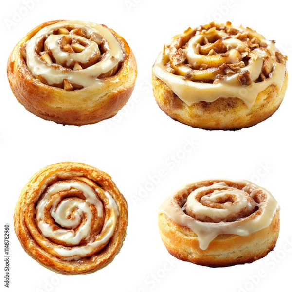 Obraz Freshly Baked Cinnamon Buns with Swirled Icing