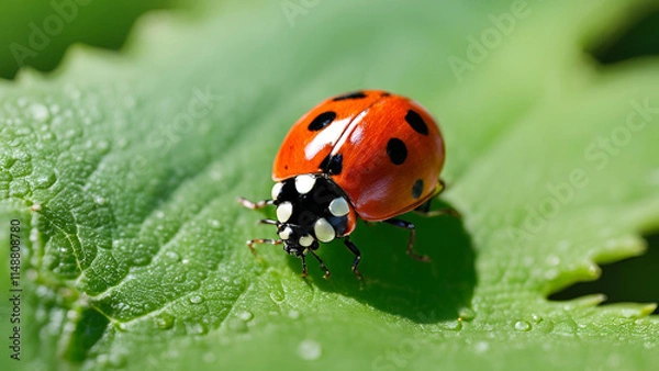 Fototapeta A ladybug situated on a leaf