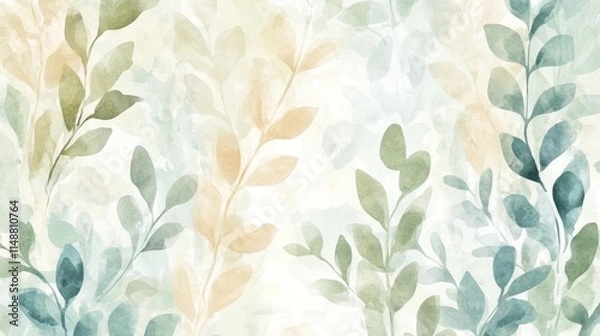 Fototapeta Gentle leaf patterns abstract nature art digital wallpaper soft colors aesthetic view serenity concept for relaxation