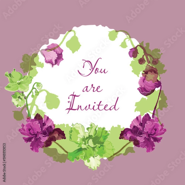 Obraz Vector garden illustration with delicate violets