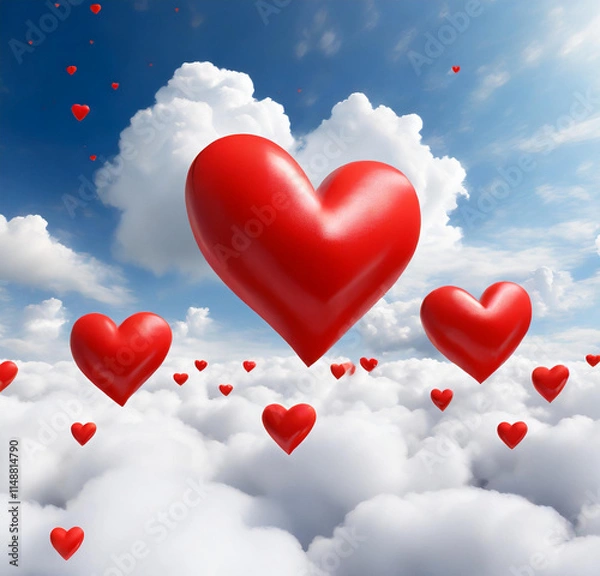 Obraz red hearts on the sky