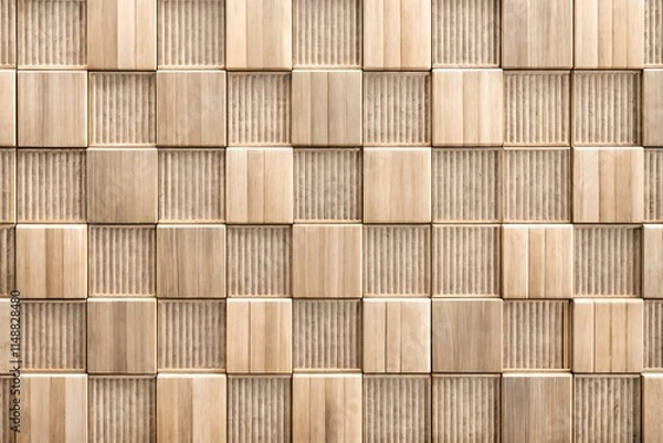 Fototapeta Wooden 3d panelEco wood 3d tiles Material wood oak High quality seamless realistic texture For wall web floor